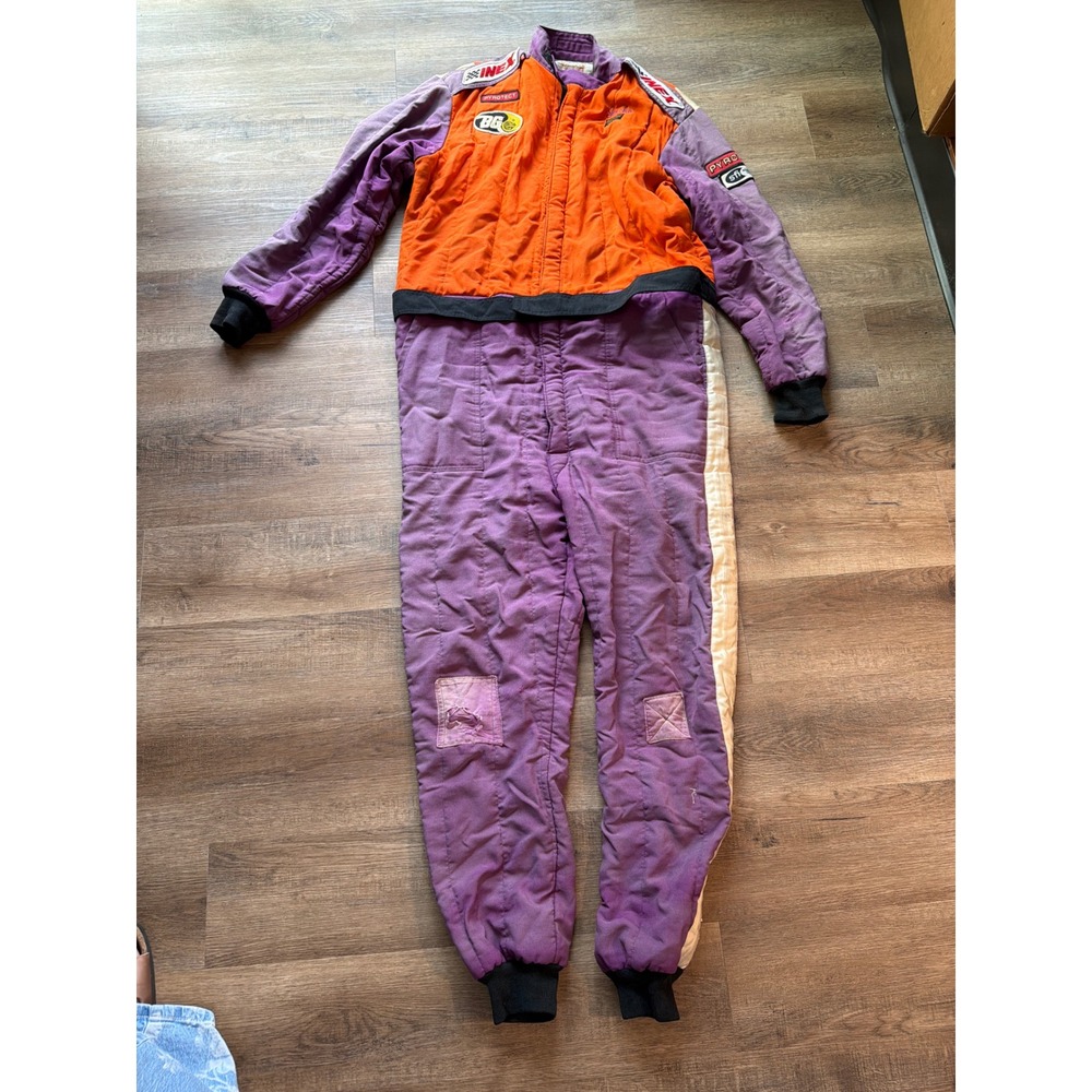Vintage Pyrotect Racing Suit Purple Orange SFI Certified Nomex Kevlar Patches s